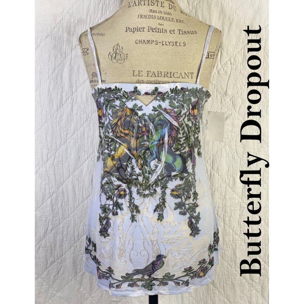 Butterfly Dropout Tank Floral Bohemian Medieval Pattern
